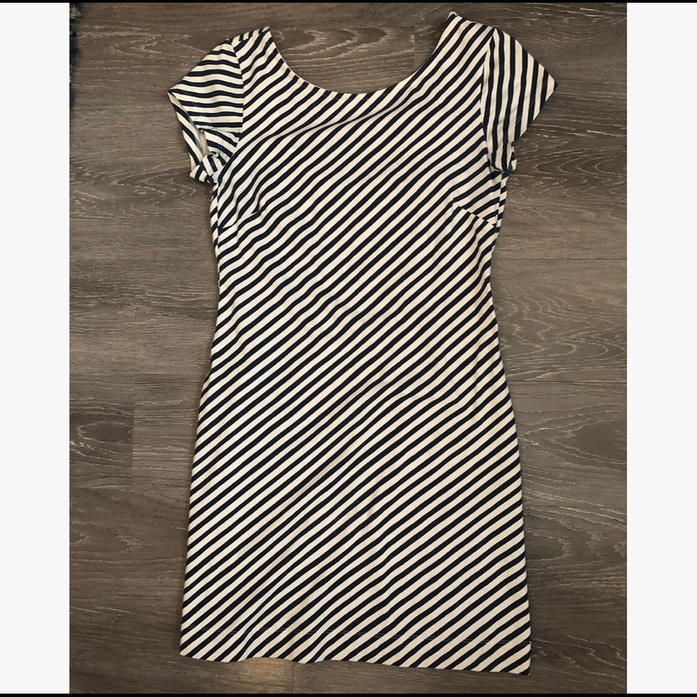 Navy blue and white striped dress sz XS
